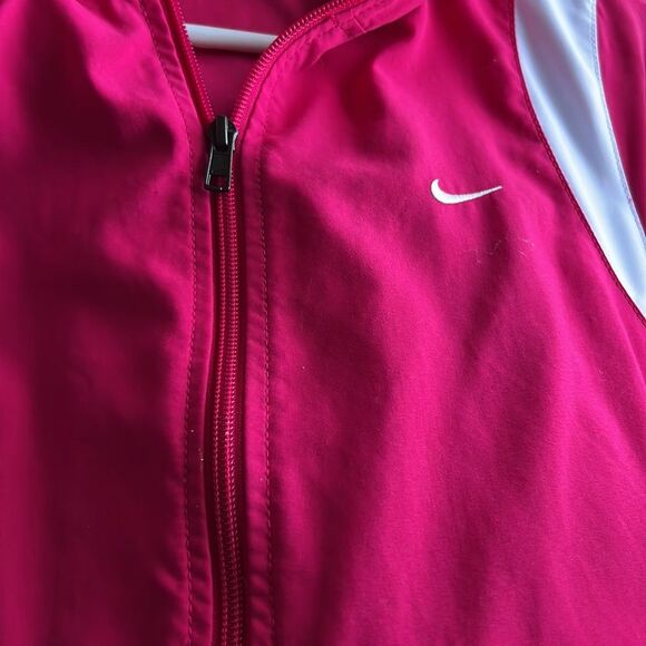 Nike Women's Large Pink White Athletic Lightweight Zip Up Pocket Jacket - Picture 3 of 3